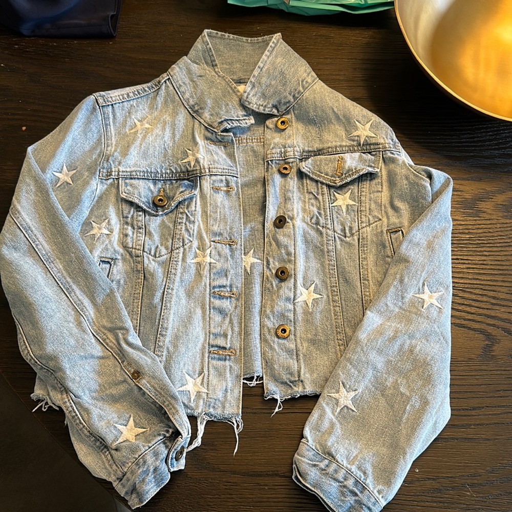 pistola Light Blue Denim Star Embroidered Jean Jacket